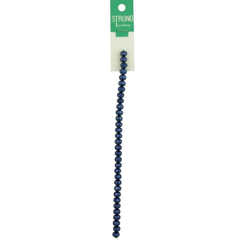 Dark Blue Colour Square Faceted Pearl Strung Beads